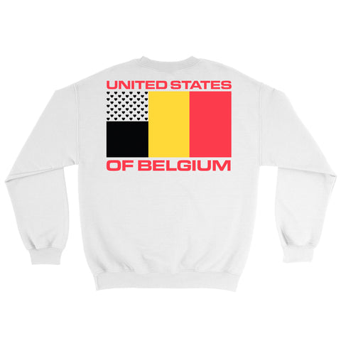 UNITED STATES OF BELGIUM WHITE CREWNECK