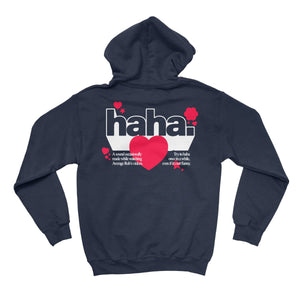 HAHA Heart Hoodie Navy