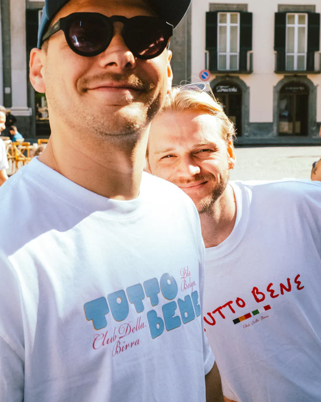 Tutto Bene Blue/Pink White Tee